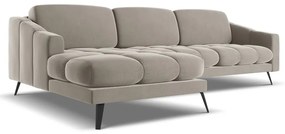 Бежов кадифен ъглов диван (ляв ъгъл) Nalu – Makamii