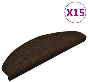 322351 vidaXL Изтривалки за стълби, самозалепващи се, 15 бр., 65x21x4 см, кафяви, полукръгли, големи