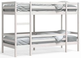 3284222 vidaXL Двуетажно легло без матрак, бял, 90x190 см, борово дърво масив