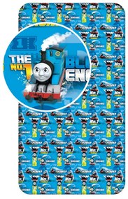 Син еластичен памучен детски чаршаф 90x200 cm Thomas the Tank Engine – Jerry Fabrics
