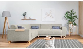 Бежов разтегателен/с място за съхранение ъглов диван (ляв ъгъл/L форма) Classy Sophie – Miuform