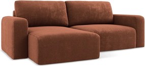Теракотен шенилов сгъваем/с място за съхранение ъглов диван (ляв ъгъл) Kona – Makamii
