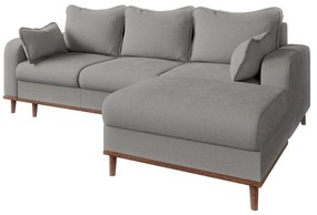 Светлосив ъглов диван от рипсено кадифе (десен ъгъл) Beata – Ropez