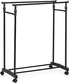 Черна метална стойка за дрехи на колелца 80x160x42 cm Roald – Yes Everyday