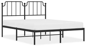 373886 vidaXL Метална рамка за легло с горна табла, черна, 135x190 см