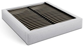 Светлосиво двойно тапицирано легло с място за съхранение с включена подматрачна рамка 140x200 cm Simon – Micadoni