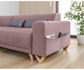 Розов разтегателен/с място за съхранение ъглов диван (ляв ъгъл/L форма) Classy Sophie – Miuform