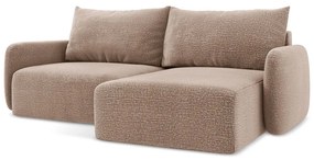 Светлокафяв разтегателен ъглов диван с място за съхранение (десен ъгъл) Kalena – Makamii