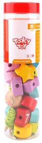 Tooky Toy - Дървена игра за низане Числа и форми TY875