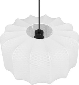 Бяло метално висящо осветително тяло с текстилен абажур ø 40 cm Madleine – Reality