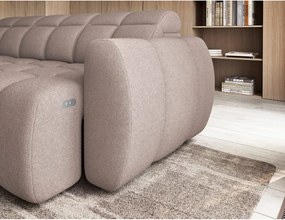 Светлокафяв разтегателен ъглов диван с място за съхранение от букле (ляв ъгъл L форма) Falconn – ELTAP