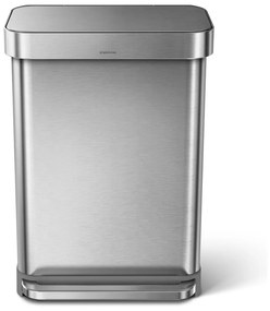 Stříbrný pedálový odpadkový koš simplehuman, 55 l