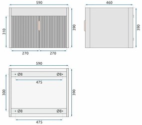 Комплект мебели за баня с мивка Astor 60cm Grey