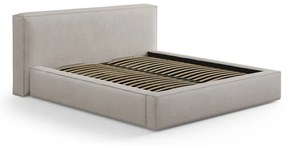 Светлосиво двойно легло 140x200 cm тапицирано с място за съхранение с включена подматрачна рамка Simon Olivia – Micadoni