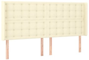 3119690 vidaXL Горна табла с уши, кремава, 203x16x118/128 см, изкуствена кожа