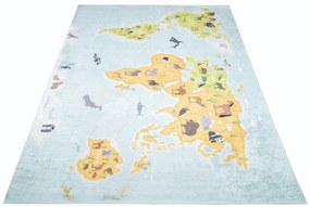 Детски килим с карта на света и животни Ширина: 120 см | Дължина: 170 см