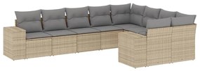 3255376 vidaXL Градински комплект диван с възглавници 9 части бежов полиратан