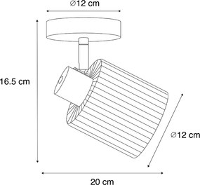Таванен прожектор в стил арт деко черен с опушено стъкло регулируем - Laura