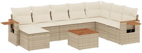 3259496 vidaXL Градински комплект диван с възглавници 9 части бежов полиратан