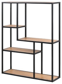 Черна/естествена стенна библиотека от декор от дъб 75x91 cm Seaford – Actona