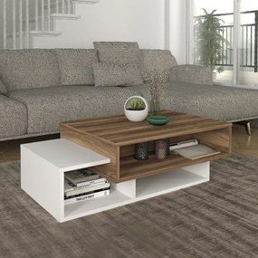 Меламиново кафе маса Tab в бяло - орехов цвят 105x60x32см.