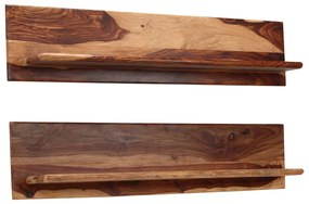 247931 vidaXL Рафтове за стена, 2 бр, 118x26x20 см, акация масив