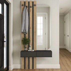 Меламинов закачалка Reyas в антрацит - цвят сепет дъб 90x27x205.6см.