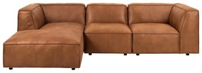 Ъглов диван от рециклирана кожа в цвят коняк, ляв ъгъл, 282 см Fairfield - Bonami Selection