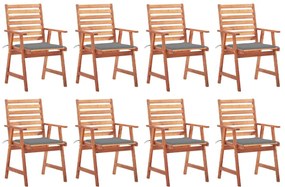 3078375 vidaXL Градински трапезни столове, 8 бр, с възглавници, акация масив