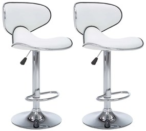 323643 vidaXL Бар табуретки, 2 бр, бели, изкуствена кожа