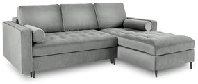 Светлосиво кадифено ъглово канапе, десен ъгъл Santo - Milo Casa
