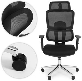 Ергономичен офис стол от мрежа с регулируема облегалка за глава