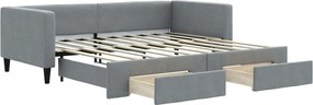 3196624 vidaXL Канапе с изтеглящо легло и чекмеджета светлосиво 90x190 см плат