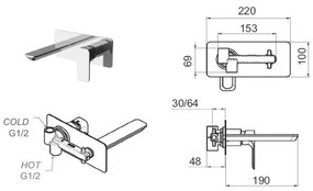 Вградена батерия за мивка в лъскаво-сребрист цвят (1 изход) Spy – Sapho