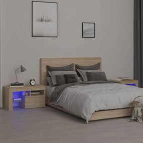Sonata H Нощни шкафчета 2 бр с LED осветление сонома дъб 70x36,5x40 см