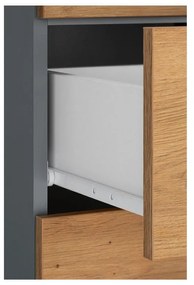 Висок/тесен шкаф за баня от декор от дъб в естествен цвят 180x35 cm Malika – Støraa