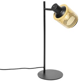 Индустриална настолна лампа черна със злато - Kayden