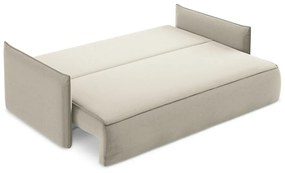 Бежов кадифен разтегателен диван с място за съхранение 225 cm Hula – Makamii
