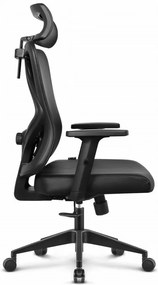 Ергономичен офис стол HC-1041 - черен, с регулируема облегалка за глава и лумбална опора