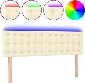 3121704 vidaXL LED Горна табла за легло, кремава, 144x5x78/88 см
