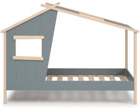 Къща детско легло сиво-зелено 90x190 cm от масивен бор с включена подматрачна рамка Luba – Marckeric