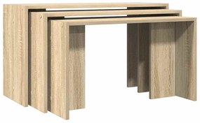 858535 vidaXL Стифиращи маси, 3 бр, сонома дъб, инженерно дърво