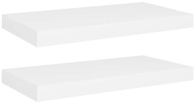 323809 vidaXL Окачени стенни рафтове, 2 бр, бели, 50x23x3,8 см, МДФ