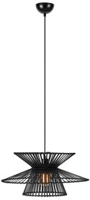 Черно висящо осветително тяло с бамбуков абажур ø 57 cm Duplici – Markslöjd