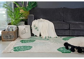 Зелен и кремав ръчно изработен памучен детски килим подходящ за пране 140x200 cm Tropical Green – Lorena Canals
