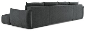 Тъмносив шенилов сгъваем ъглов диван (U форма) Leila – Makamii