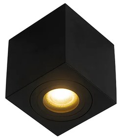 Модерен квадратен прожектор за баня черен - Capa