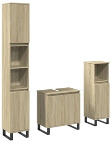 3307675 vidaXL Комплект шкафове за баня от 3 части дъб сонома инженерно дърво