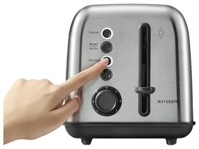 Тостер за хляб Buydeem DT620E-SS/EU, 900W, До 204C°, 7 програми, Широки отвори, Високо изскачане, Инокс