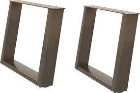 4012771 vidaXL Крака за масичка за кафе, U-образни, 2 бр., естествена стомана, 60 x (42-43) см, стомана